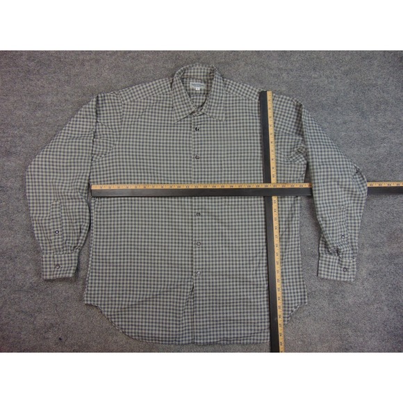 Bullock Jones Flannel Shirt Mens Large Gray Gingham Check Plaid Business Smart - Picture 4 of 8